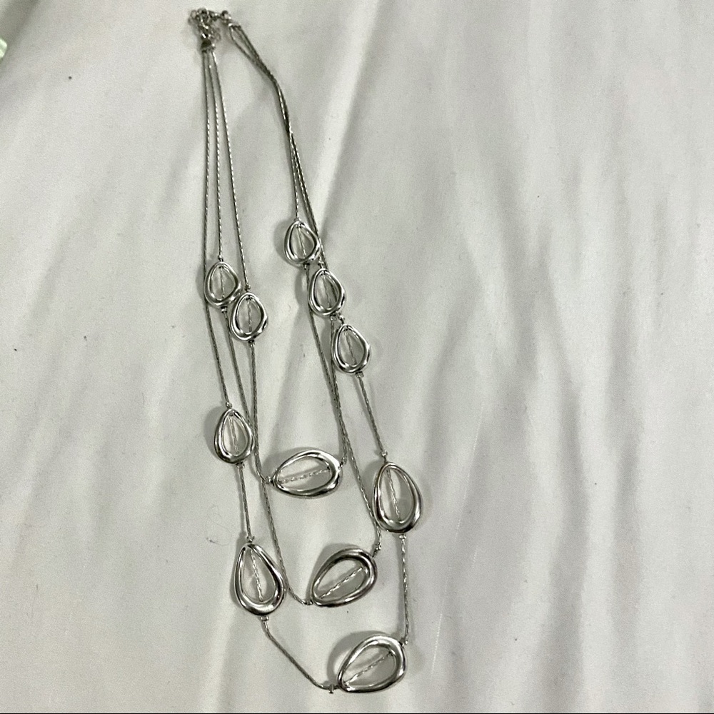 Necklace-Multi strand silver plated necklace